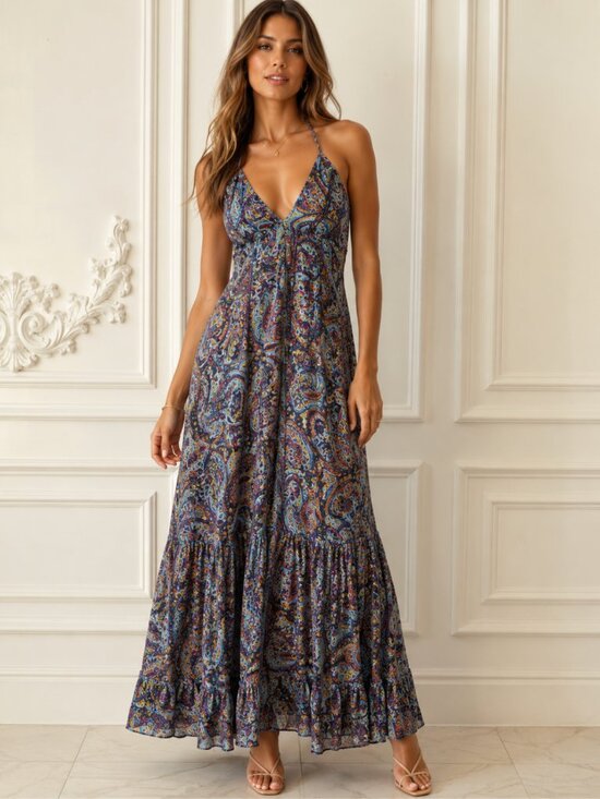 Dresses & Skirts - 🇮🇹 Italian Paisley Halter Flowy Summer Dress